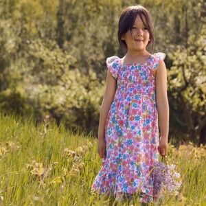 🌸 Hatley Retro Floral Smocked Maxi Dress • Girls Size 7